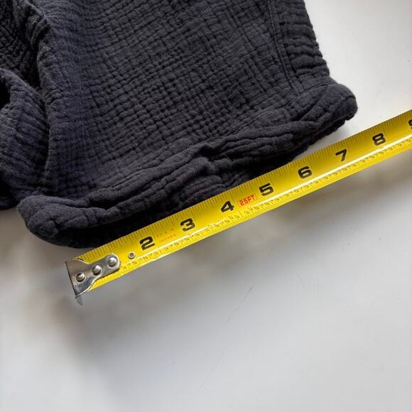 Beach Lunch Lounge Sz L Black Cotton Gauze Romper Drawstring Buttons Pockets - Picture 9 of 13